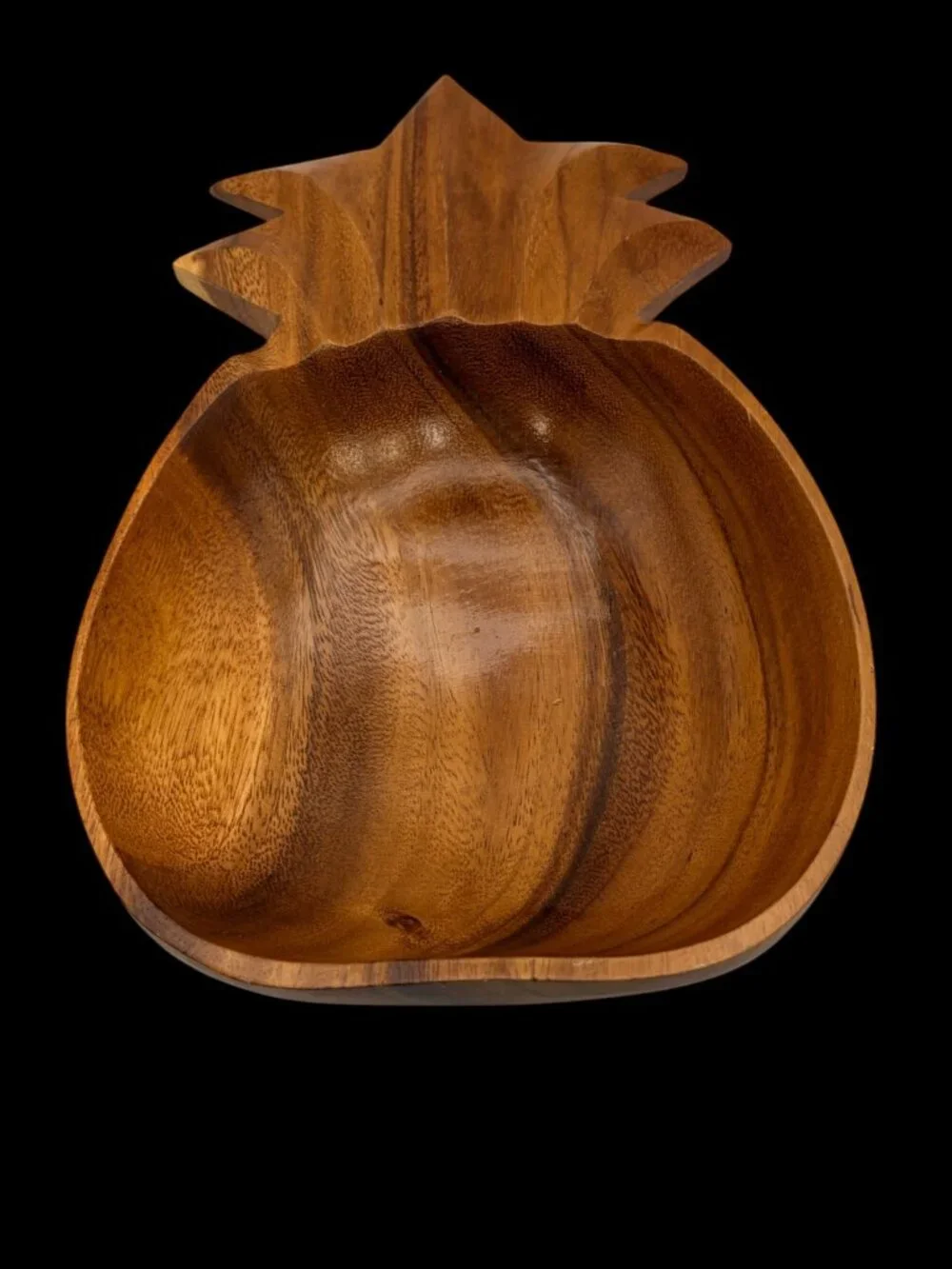 Vintage Hand Carved Wooden Pineapple Bowl | Tropical Acacia Wood Serving Dish